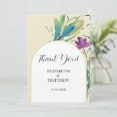 Elegante Romantische Lila Wildblumen Dankeskarte (Stehend Vorderseite)