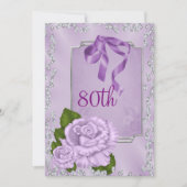 Elegante romantische Lilac Rose & Bows 80. Einladung (Vorderseite)