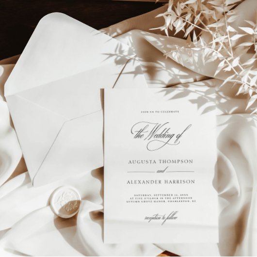 Elegante romantische Mongram-Hochzeit Einladung