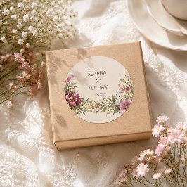 Elegante romantische Monogramm-Hochzeitseinladung Runder Aufkleber