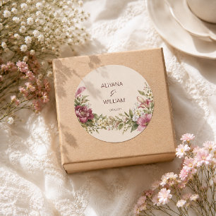 Elegante romantische Monogramm-Hochzeitseinladung Runder Aufkleber