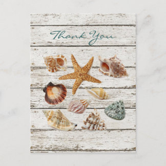 elegante romantische Muscheln Strand Hochzeit dank Postkarte