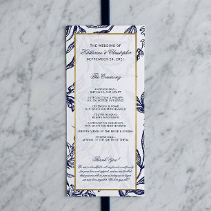 Elegante romantische Navy-Blau-Gold-Botanical-Hoch Programm