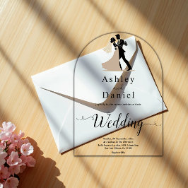 Elegante romantische Paare mit schwarzem und weiße Acryleinladungen