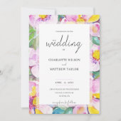 Elegante Romantische Peach Blume Watercolor Einladung (Vorderseite)