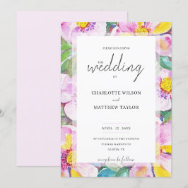 Elegante Romantische Peach Blume Watercolor Einladung