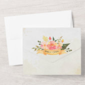 Elegante romantische Peach Floral Monogram Wedding All In One Einladung (Rückseite)