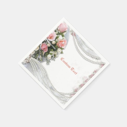 Elegante & romantische Perlen & Rose Persönlich ge Serviette (Ecke)