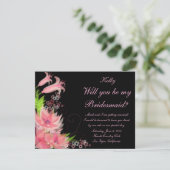 Elegante Romantische Pink Floral Bridesmaid Card Einladung (Stehend Vorderseite)
