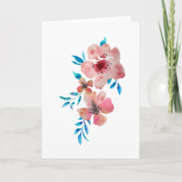Elegante Romantische rosa Aquarellkarte Blume Dankeskarte
