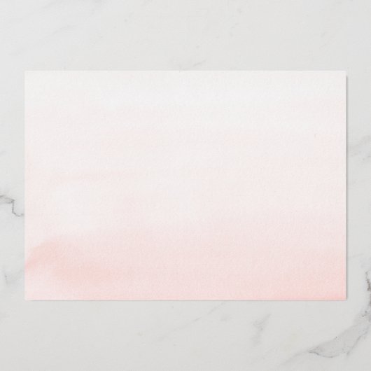 Elegante romantische Rosa Blume und Grüne Hochzeit Folieneinladung (Rückseite)