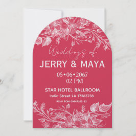 Elegante romantische rosa Blumen-Hochzeitseinladun Einladung