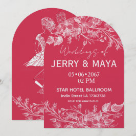 Elegante romantische rosa Blumen-Hochzeitseinladun Einladung