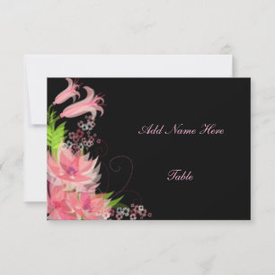 Elegante romantische rosa Blumen-Tischplatzkarte Einladung