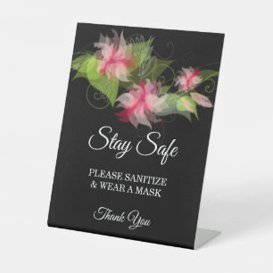 Elegante romantische rosa Blumensicherheit Sockelschild