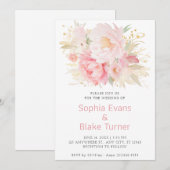 Elegante romantische rosa, florale Weiße Hochzeit Einladung (Vorne/Hinten)