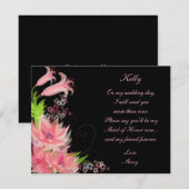 Elegante Romantische Rosa Trauzeugin Karte (Vorne/Hinten)