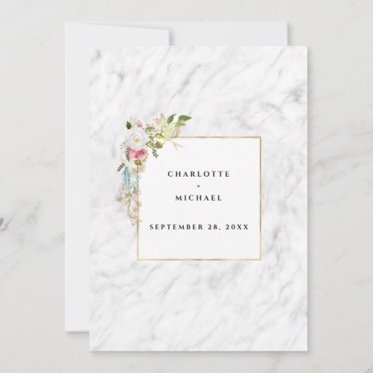 Elegante romantische Rosa Wasserfarbenhochzeit Einladung (Rückseite)