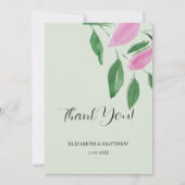 Elegante Romantische rosa Wildblumen Dankeskarte (Vorderseite)