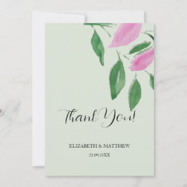 Elegante Romantische rosa Wildblumen Dankeskarte