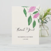 Elegante Romantische rosa Wildblumen Dankeskarte (Stehend Vorderseite)