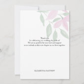 Elegante Romantische rosa Wildblumen Dankeskarte (Rückseite)