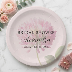 Elegante romantische rosafarbene Blumen-Hochzeitsd Pappteller