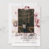 Elegante Romantische Rose Blumenschrift Foto Herz Save The Date (Vorderseite)
