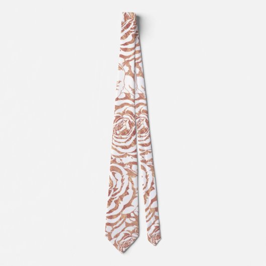 Elegante romantische Rose Gold Rose Muster Bild Krawatte (Vorderseite)