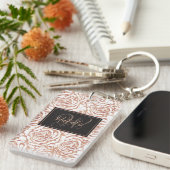 Elegante romantische Rose Gold Rose Muster Bild Schlüsselanhänger (Vorderseite rechts)