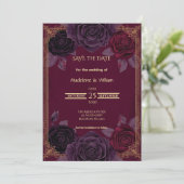 Elegante romantische Rose Gotische Hochzeit Save The Date (Stehend Vorderseite)