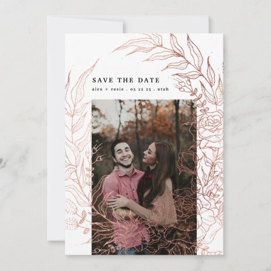 Elegante Romantische Rose Save The Date (Vorderseite)