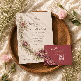 Elegante romantische rote Blumen-Hochzeits-RSVP RSVP Karte