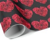 Elegante romantische Rote Rose Herzstück Schwarz Geschenkpapier (Rolleneckpunkt)