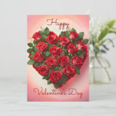 Elegante romantische Rote Rosen Herzens Valentinst Karte (Stehend Vorderseite)