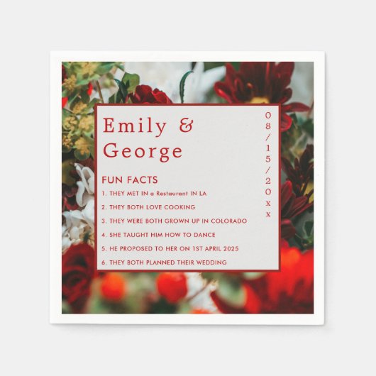 Elegante romantische Rote Rosen Spaß Fakten Hochze Serviette (Vorderseite)