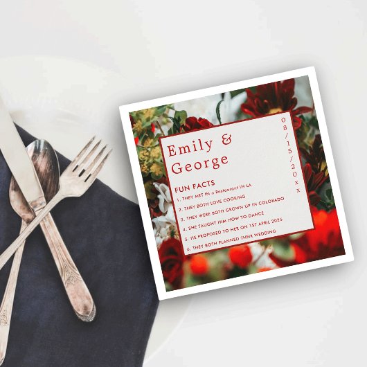 Elegante romantische Rote Rosen Spaß Fakten Hochze Serviette