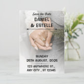 Elegante romantische Save the Date Hochzeitskarte Einladung (Stehend Vorderseite)