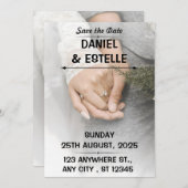 Elegante romantische Save the Date Hochzeitskarte Einladung (Vorne/Hinten)