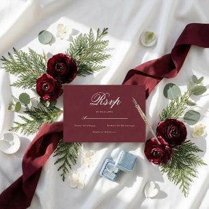 Elegante romantische Schrift Hochzeit RSVP Karte