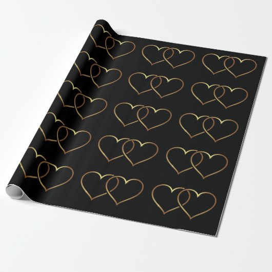 Elegante romantische Schwarz & Gold miteinander ve Geschenkpapier (Ungerollt)