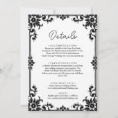Elegante romantische Schwarz-Weiß-Hochzeit Einladung (Rückseite)