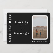 Elegante romantische Schwarz-Weiß-Hochzeit Save The Date (Vorderseite)