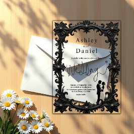 Elegante romantische Schwarz-Weiß-Klassik Acryleinladungen