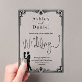 Elegante romantische Schwarz-Weiß-Klassik Acryleinladungen (Insitu (Handheld))