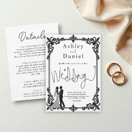 Elegante romantische Schwarz-Weiß-Klassik Einladung