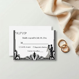 Elegante romantische Schwarz-Weiß-Klassik RSVP Karte