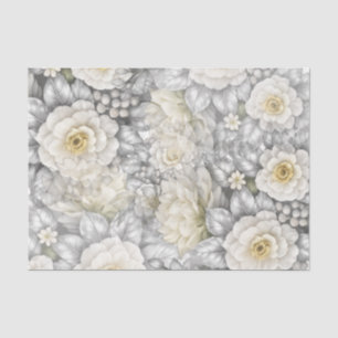 Elegante romantische silberne und weiße Hochzeitsb Seidenpapier