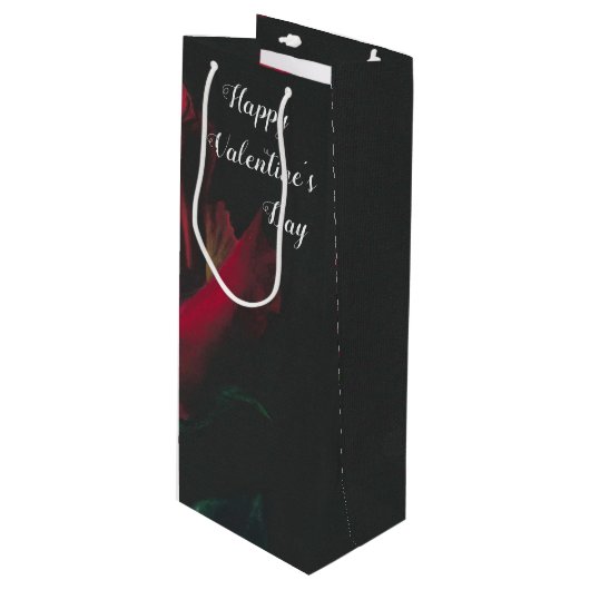 Elegante romantische Single-Rosen-Geschenk-Tasche Geschenktüte Für Weinflaschen (Vorderseite Schrägansicht)