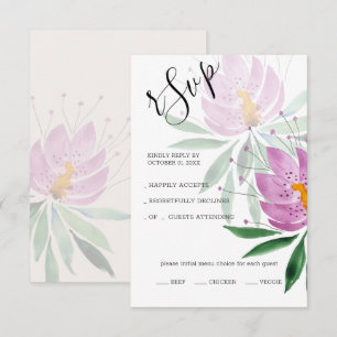 Elegante romantische violette Lotus-Wasserfarben-K RSVP Karte
